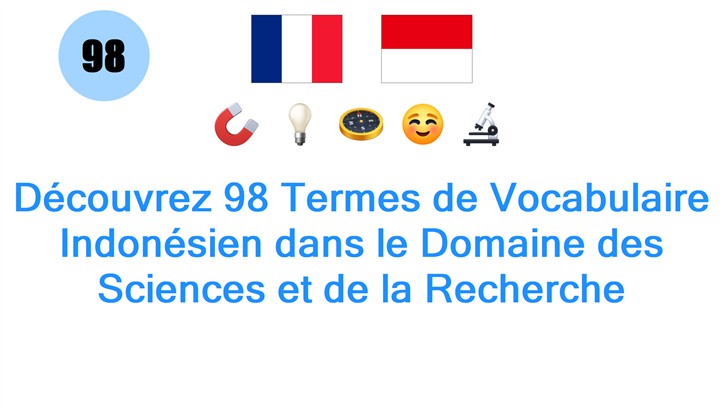 Découvrez 98 Termes de Vocabulaire Indonésien dans le Domaine des Sciences et de la Recherche